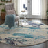 2' X 4' Ivory And Teal Blue Abstract Power Loom Non Skid Area Rug